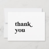 Carte de remerciements moderne de typographie noir (Devant)