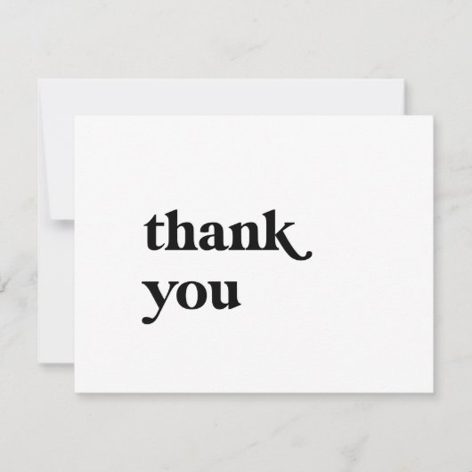 Carte de remerciements moderne de typographie noir (Devant)
