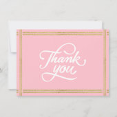 Carte De Remerciements Moderne deux photo rose blanc doré (Dos)