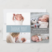 Carte De Remerciements Moderne Dusty Bleu Doux Grey Accueil Bébé (Devant)