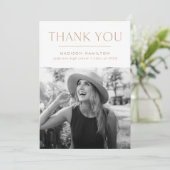 Carte De Remerciements Moderne Edge Gold Photo Graduation (Debout devant)