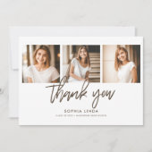 Carte De Remerciements Moderne Elegant 4 Photo Collage Script Graduation (Devant)