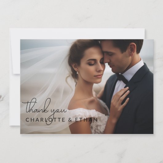 Carte De Remerciements Moderne, élégant, écriture manuscrite 2 Photos (Devant)