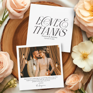 Carte De Remerciements Moderne Elegant Love and Thanks Calligraphy Photo