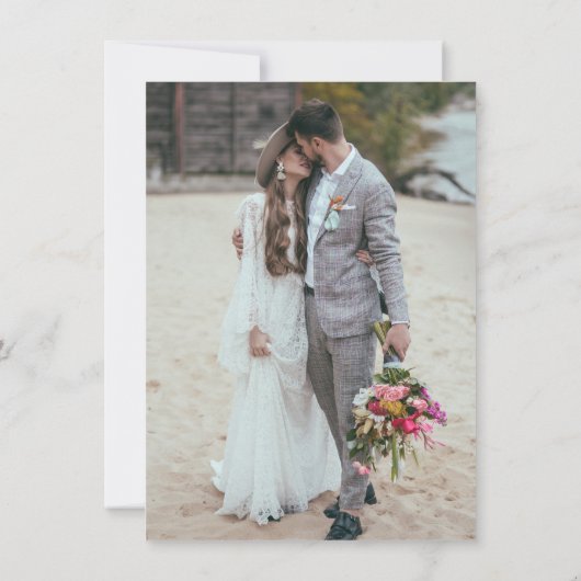 Carte De Remerciements Moderne Elegant noir et blanc 2 Mariage photo (Dos)