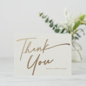 Carte De Remerciements Moderne Élégant Or Script Boho Enterrement de Vie  (Debout devant)
