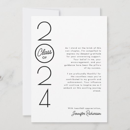 Carte De Remerciements Moderne Elegant Photo Graduation (Dos)