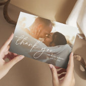 Carte De Remerciements Moderne Élégant Simple 2 Photos Mariage Plié