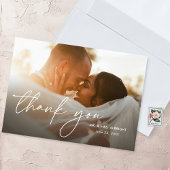 Carte De Remerciements Moderne Élégant Simple 2 Photos Mariage Plié