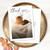 Carte De Remerciements Moderne Elegant Simple Chic Script Mariage photo