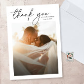 Carte De Remerciements Moderne Elegant Simple Chic Script Mariage photo