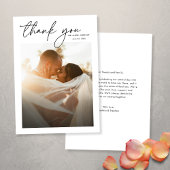 Carte De Remerciements Moderne Elegant Simple Chic Script Mariage photo