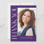 Carte De Remerciements Moderne Elégant Vertical Deux Photo Graduation (Devant)