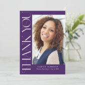 Carte De Remerciements Moderne Elégant Vertical Deux Photo Graduation (Debout devant)