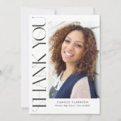 Carte De Remerciements Moderne Elégant Vertical Deux Photo Graduation (Devant)