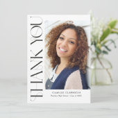 Carte De Remerciements Moderne Elégant Vertical Deux Photo Graduation (Debout devant)