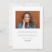 Carte De Remerciements Moderne Elégant Vertical Deux Photo Graduation (Dos)