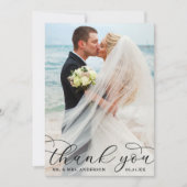 Carte De Remerciements Moderne Élégante calligraphie Mariage Photo B (Devant)