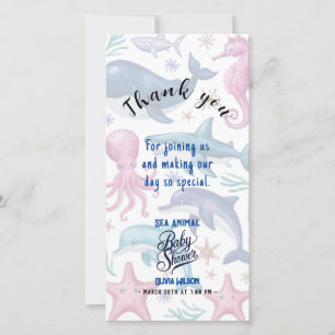 Carte De Remerciements Moderne et élégant aquarelle baby shower animal ma