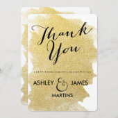 CARTE DE REMERCIEMENTS MODERNE FAUX OR (Devant / Derrière)