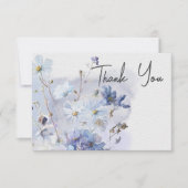 Carte De Remerciements Moderne Fleurs sauvages d'aquarelle bleu périphéri (Devant)