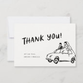 Carte De Remerciements Moderne Fun Funky Retro Mariage (Devant)
