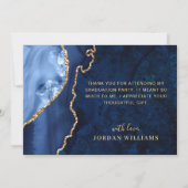 Carte De Remerciements Moderne Golden Blue Marble Agate Graduation (Dos)