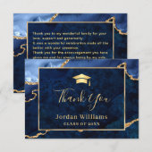 Carte De Remerciements Moderne Golden Blue Marble Agate Graduation (Devant / Derrière)