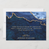 Carte De Remerciements Moderne Golden Blue Marble Agate Graduation (Dos)