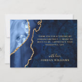 Carte De Remerciements Moderne Golden Blue Marble Agate RN Graduation (Dos)