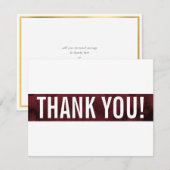 CARTE DE REMERCIEMENTS moderne gras bloc rouge bor (Devant / Derrière)