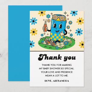 Carte De Remerciements Moderne Groovy Daisy Bleue Jaune Elle est prête à