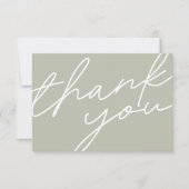 Carte De Remerciements Moderne Lumière Sage Vert Calligraphie Script Mari (Devant)