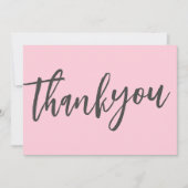 Carte De Remerciements Moderne Mariage Chic Écriture Calligraphique Rose  (Devant)