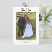 Carte De Remerciements Moderne Mariage Message Simple Deux Photos (Debout devant)