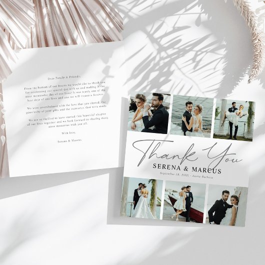Carte De Remerciements Moderne Mariage Photo Script 6