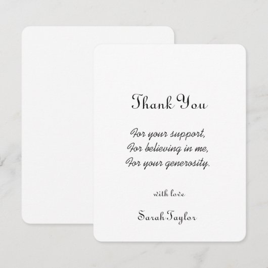 Carte De Remerciements Moderne Mariage Simple Écriture Manuscrite Fête de (Devant / Derrière)