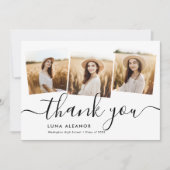 Carte De Remerciements Moderne minimal 4 Photo Collage Script Graduation (Devant)