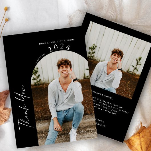 Carte De Remerciements Moderne minimal deux diplômes photo