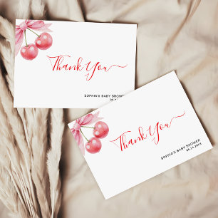 Carte De Remerciements Moderne minimaliste Baby shower cerise