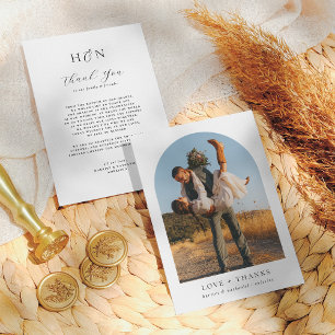 Carte De Remerciements Moderne minimaliste Initiales Arch Mariage photo