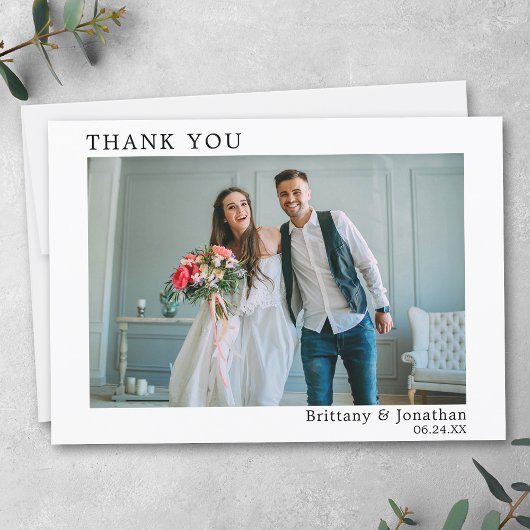 Carte De Remerciements Moderne minimaliste Photo simple Mariage