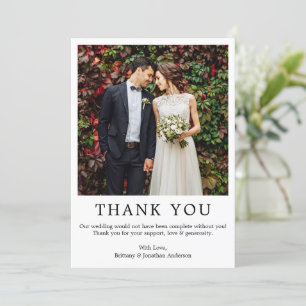 Carte De Remerciements Moderne minimaliste Photo simple Mariage
