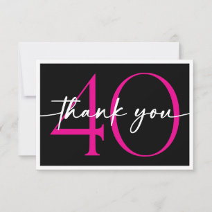 Carte De Remerciements Moderne Minimaliste Rose Quarante Ans Anniversaire