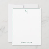 Carte De Remerciements Moderne Monogrammé Vert Professionnel (Devant)