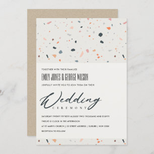 CARTE DE REMERCIEMENTS MODERNE MULTI COULEUR TERRAZZO MOTIF MARIAGE INVIT