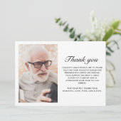 Carte De Remerciements Moderne Noir 2-Photo Élégant Écriture Funéraire (Debout devant)