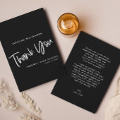 Carte De Remerciements Moderne Noir & Blanc manuscrit de script Graduatio