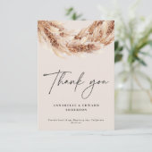 Carte De Remerciements Moderne noir chic pampas herbe photo mariage (Debout devant)