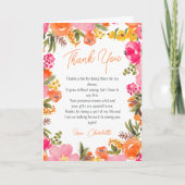 Carte De Remerciements Moderne orangé fleurs script douche nuptiale (Devant)